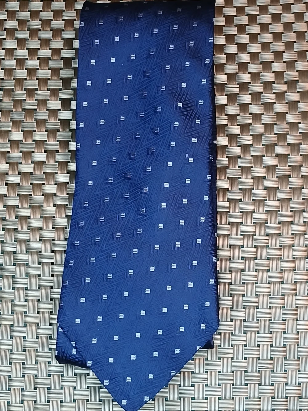 Murano Deep Blue Silk Tie with Small Square Accent (1116)